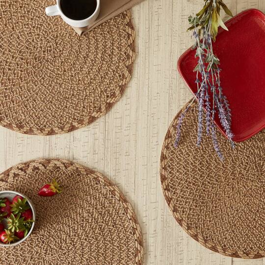 DII® 15" Round Natural Lattice Woven Placemat Set, 6ct.
